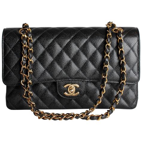 chanel classic medium flap bag in black with gold hardware|Chanel small classic flap price.